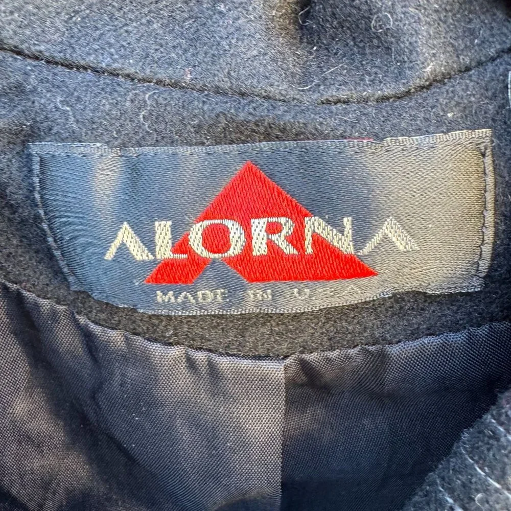 Alorna Vintage‎ 80s Black Wool Blend Collared Car Coat XL Tailored Retro Luxury